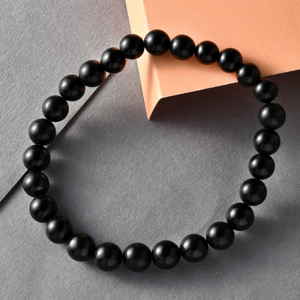 NEW American California Black Jade Beaded Stretch Bracelet